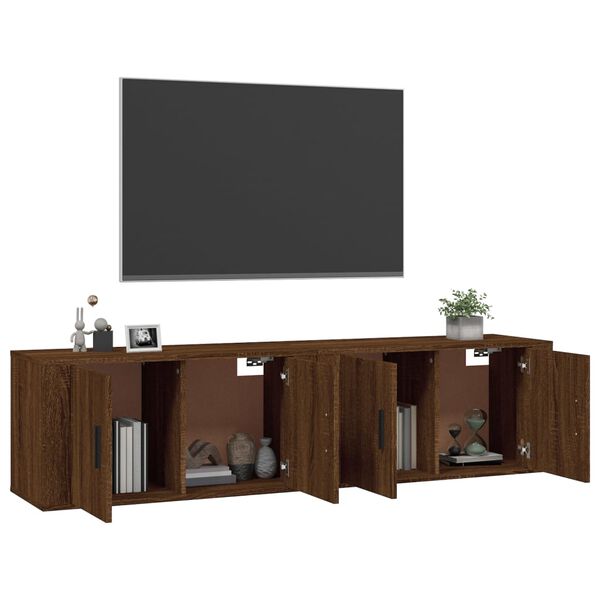 vidaXL N&aacute;stěnn&eacute; TV skř&iacute;ňky 2 ks hněd&yacute; dub 80 x 34,5 x 40 cm
