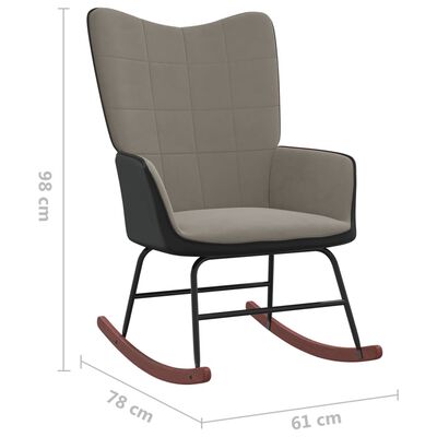 vidaXL Houpací křeslo se stoličkou světle šedé samet a PVC