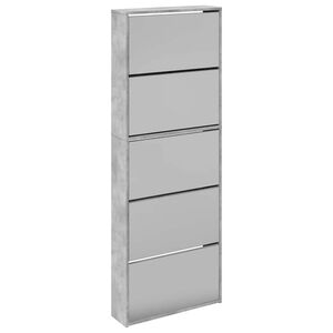 vidaXL Botn&iacute;k se zrcadlem 5patrov&yacute; betonově &scaron;ed&yacute; 63 x 17 x 169,5 cm