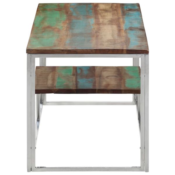 vidaXL Konferenční stolek stříbrný nerezová ocel a recyklované dřevo