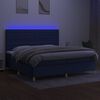 vidaXL Box spring postel s matrac&iacute; a LED modr&aacute; 200x200 cm textil