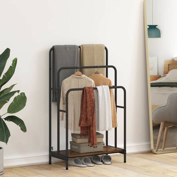 vidaXL Stojan na oblečení s policí Kouřový dub 60 x 30 x 100,5 cm