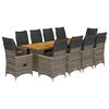 vidaXL 11d&iacute;ln&yacute; zahradn&iacute; bistro set s podu&scaron;kami &scaron;ed&yacute; polyratan