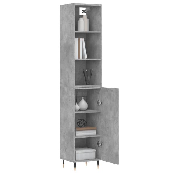 vidaXL Skř&iacute;ň highboard betonově &scaron;ed&aacute; 34,5x34x180 cm kompozitn&iacute; dřevo
