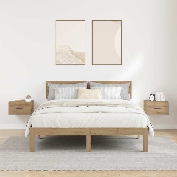 vidaXL Nočn&iacute; skř&iacute;ňka se z&aacute;suvkou 2 pcs dub artisan 35 x 35 x 20 cm