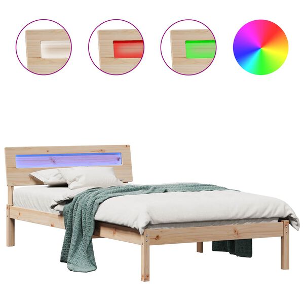 vidaXL R&aacute;m postele s čelo Hněd&aacute; 90 x 200 cm Masivn&iacute; borov&eacute; dřevo