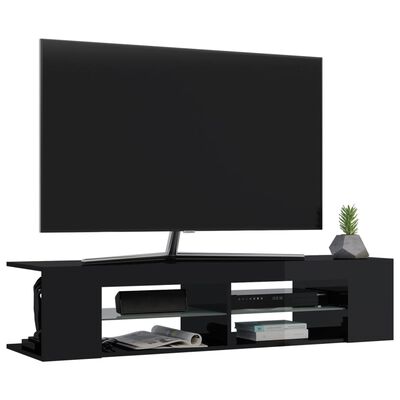 vidaXL TV skříňka s LED osvětlením černá s vysokým leskem 135x39x30 cm