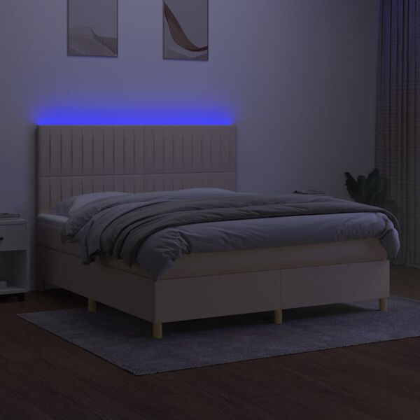 vidaXL Box spring postel s matrac&iacute; a LED kr&eacute;mov&aacute; 160x200 cm textil
