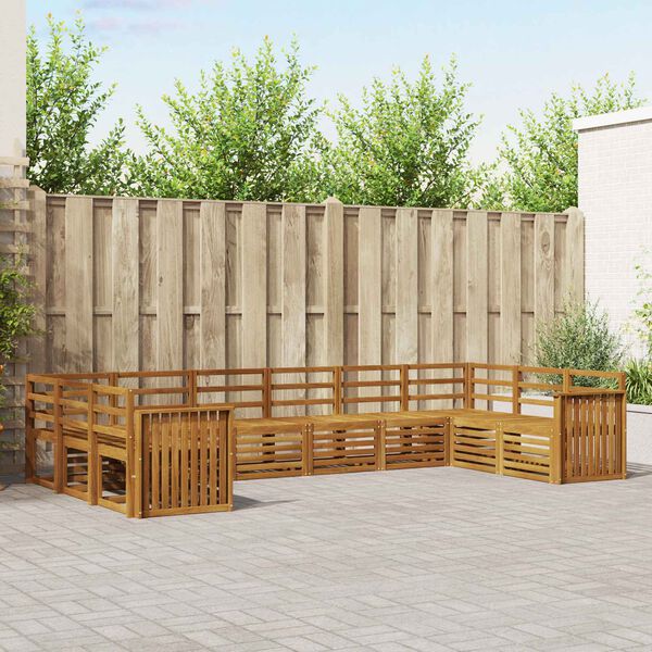 vidaXL Sedac&iacute; soupravy 10 pcs Př&iacute;rodn&iacute; Masivn&iacute; ak&aacute;tov&eacute; dřevo