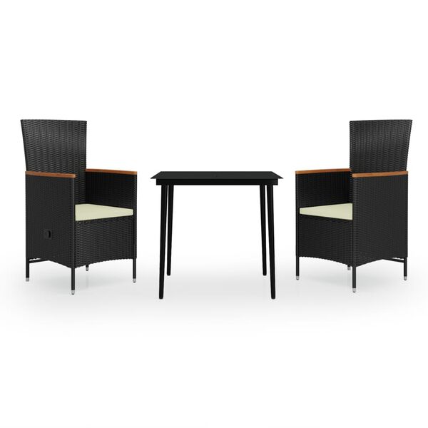 vidaXL 3d&iacute;ln&yacute; zahradn&iacute; j&iacute;deln&iacute; set s podu&scaron;kami čern&yacute;