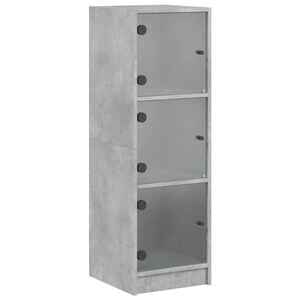 vidaXL Highboard se skleněn&yacute;mi dv&iacute;řky betonově &scaron;ed&yacute; 35 x 37 x 109 cm