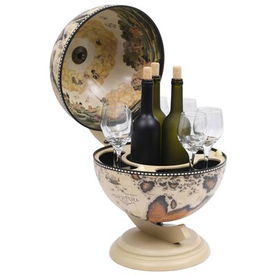 vidaXL Stolní globus bar stojan na víno eukalyptové dřevo bílý