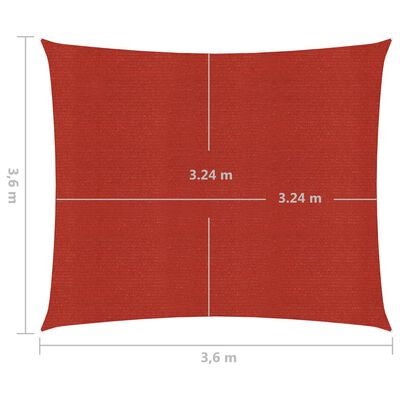 vidaXL Stínící plachta 160 g/m² červená 3,6 x 3,6 m HDPE