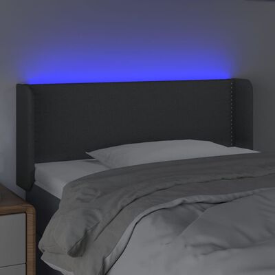 vidaXL Čelo postele s LED tmavě šedé 83 x 16 x 78/88 cm textil
