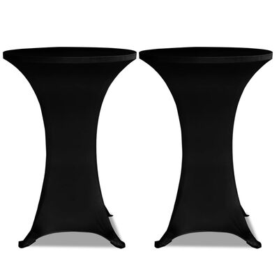 Potahy na koktejlový stůl Ø 80 cm, černé strečové, 2 ks