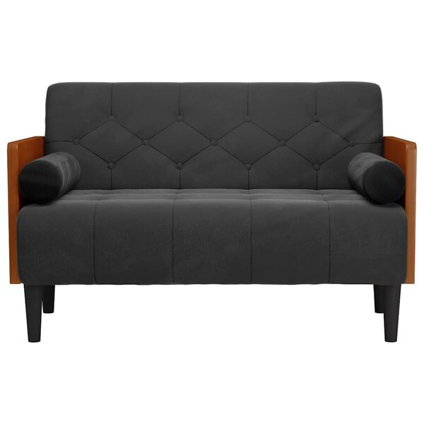 vidaXL Pohovka Loveseat s podhlavn&iacute;kem, čern&aacute;, 110 cm, samet