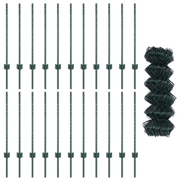 vidaXL Plot a sloupek Zelen&aacute; 0,8 x 25 m Ocel