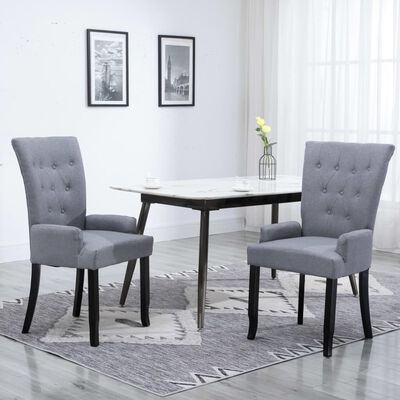 vidaXL Jídelní židle s područkami 2 ks světle šedé textil