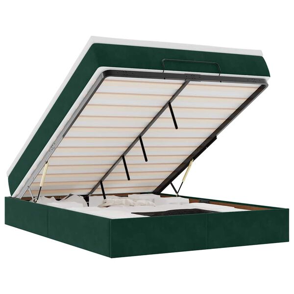 vidaXL Osmansk&yacute; r&aacute;m postele s matrac&iacute; tmavě zelen&aacute; 140x200cm samet