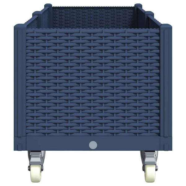 vidaXL Zahradn&iacute; truhl&iacute;k na kolečk&aacute;ch modr&aacute; &scaron;ed&aacute; 160 x 50 x 54 cm PP