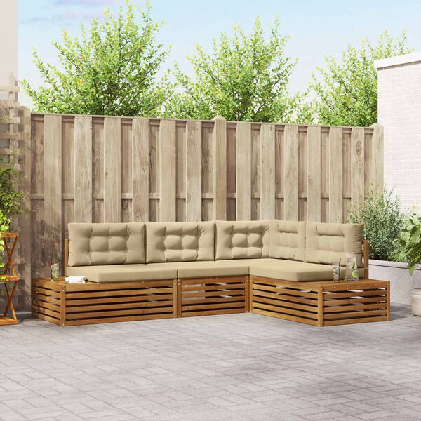 vidaXL Venkovn&iacute; pohovkov&aacute; souprava 4 Kus Přirozen&aacute; a B&eacute;žov&aacute;