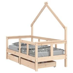 vidaXL Dětsk&aacute; postel se z&aacute;suvkami 70 x 140 cm masivn&iacute; borov&eacute; dřevo