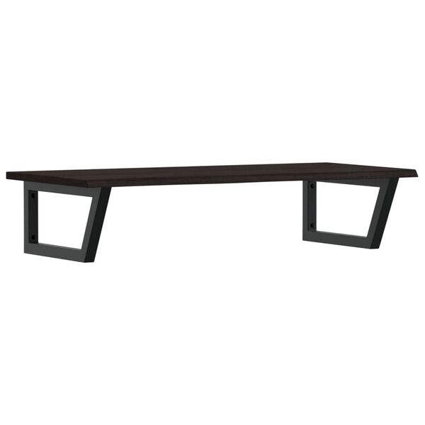 vidaXL Deska pod umyvadlo n&aacute;stěnn&aacute; ocel a masivn&iacute; dubov&eacute; dřevo