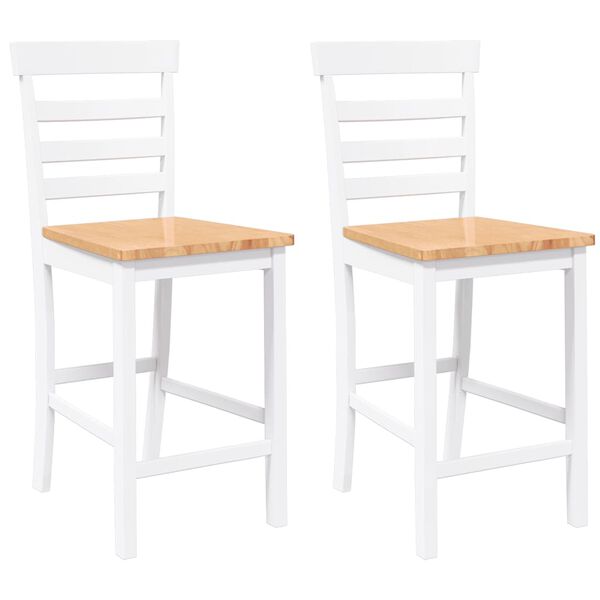 vidaXL Barové stoličky 2 ks bílé masivní dřevo gumové
