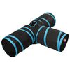 vidaXL Kočič&iacute; tunel 3cestn&yacute; čern&yacute; a modr&yacute; 90 cm polyester
