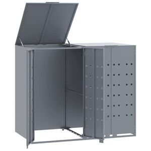 vidaXL Box na 2 popelnice &scaron;ed&yacute; 138 x 79 x 117 cm ocel