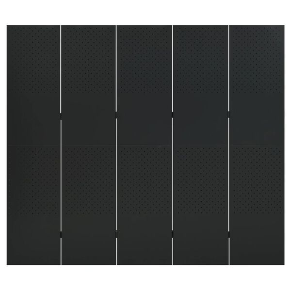 vidaXL 5d&iacute;ln&yacute; parav&aacute;n čern&yacute; 200 x 180 cm ocel