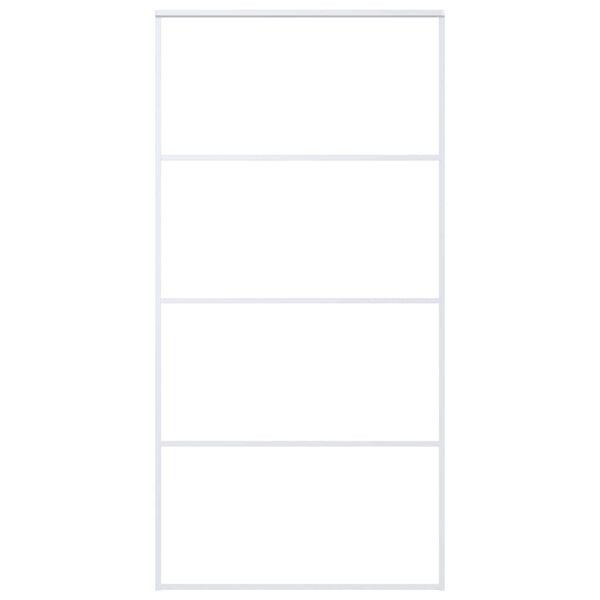 vidaXL Posuvné dveře mléčné ESG sklo a hliník 102,5 x 205 cm bílé