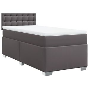 vidaXL Box spring postel s matrac&iacute; &scaron;ed&aacute; 90x190 cm uměl&aacute; kůže