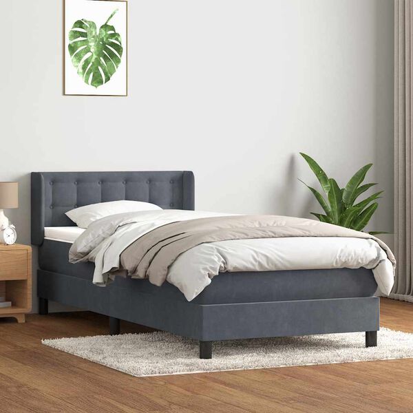 vidaXL Box spring postel s matrac&iacute; tmavě &scaron;ed&aacute; 80x210 cm samet
