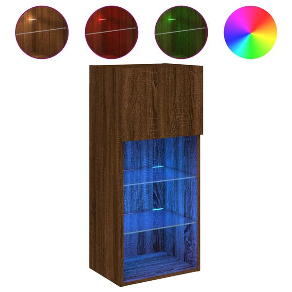 vidaXL TV skř&iacute;ňka s LED osvětlen&iacute;m hněd&yacute; dub 40,5 x 30 x 90 cm