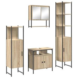 vidaXL Sada koupelnov&eacute;ho n&aacute;bytku 4 pcs Sonoma dub kompozitn&iacute; dřevo