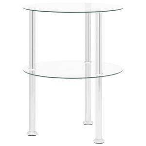 vidaXL 2patrov&yacute; odkl&aacute;dac&iacute; stolek průhledn&yacute; 38 cm tvrzen&eacute; sklo
