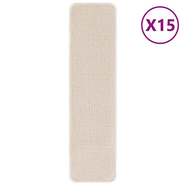 vidaXL Protiskluzov&eacute; podložky na schody 15 pcs Kr&eacute;mov&aacute; 75 x 20 cm PP