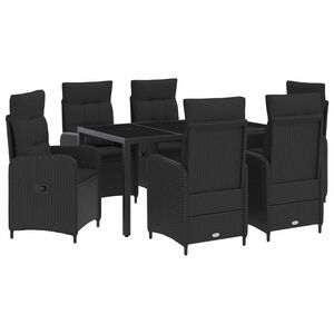 vidaXL Zahradn&iacute; j&iacute;deln&iacute; sada 7 pcs Čern&aacute; 150 x 90 x 75 cm polyratan