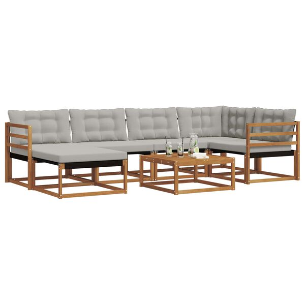 vidaXL Venkovn&iacute; pohovkov&aacute; souprava 7 pcs Př&iacute;rodn&iacute; a světle &scaron;ed&aacute;