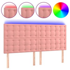 vidaXL Čelo postele s LED růžov&eacute; 200x5x118/128 cm samet