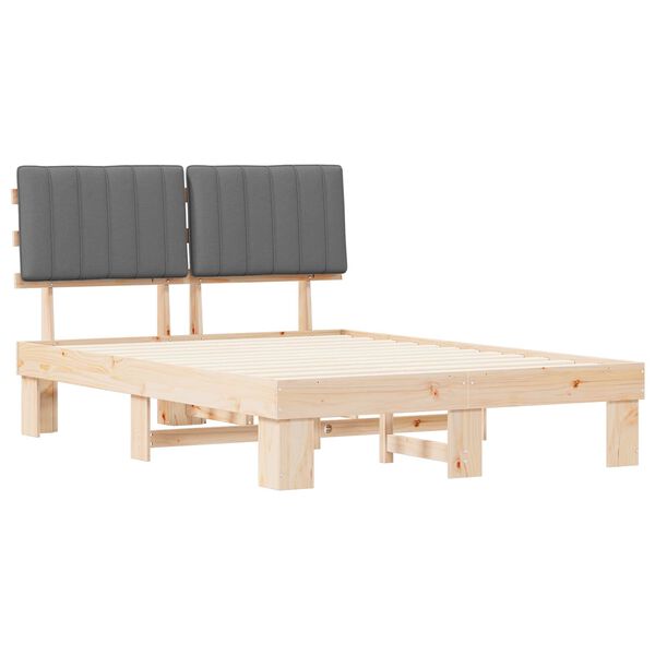 vidaXL R&aacute;m postele s čalouněn&yacute;m čelem s čelo Světle &scaron;ed&aacute; 135 x 190 cm