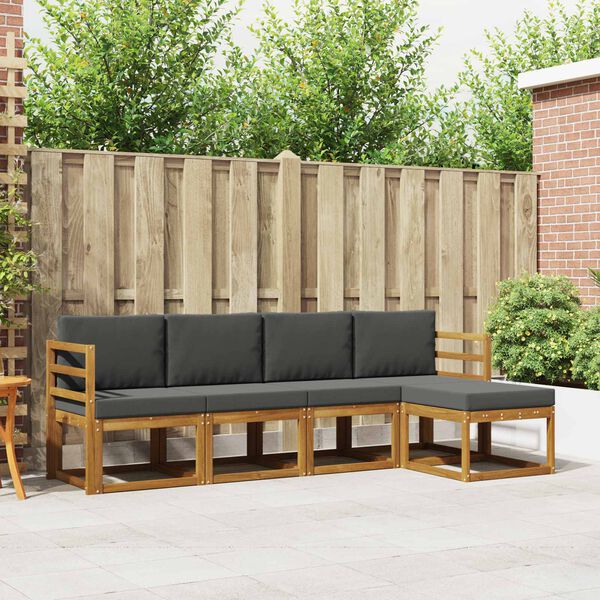 vidaXL Venkovn&iacute; pohovkov&aacute; souprava 5 pcs Přirozen&aacute; a Anthracitov&aacute;