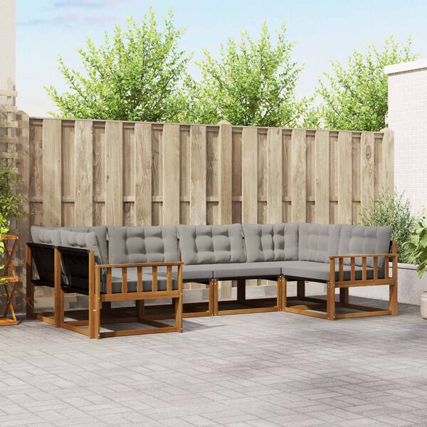 vidaXL Venkovn&iacute; pohovkov&aacute; souprava 6 pcs Př&iacute;rodn&iacute; a světle &scaron;ed&aacute;