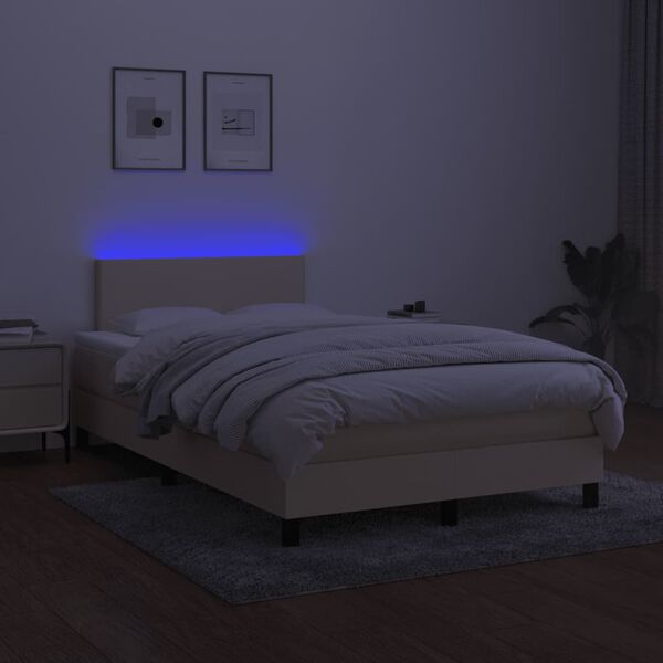 vidaXL Box spring postel s matrac&iacute; a LED kr&eacute;mov&aacute; 120x190 cm textil