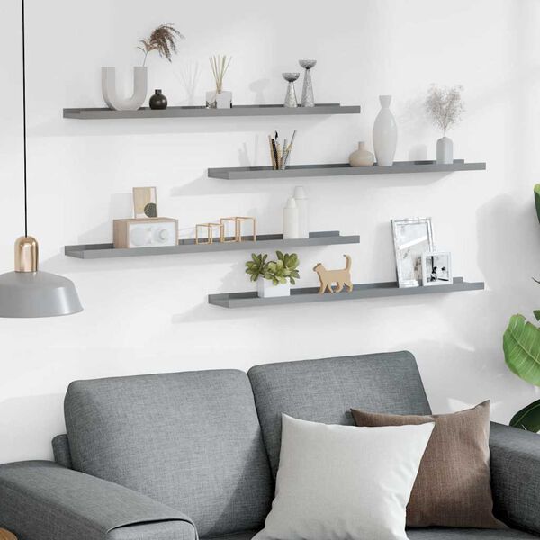 vidaXL N&aacute;stěnn&eacute; police 4 ks &scaron;ed&eacute; 80 x 9 x 3 cm