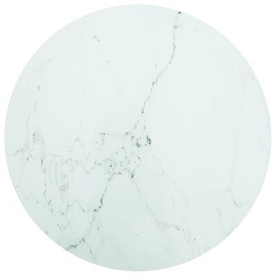 vidaXL Stolní deska bílá Ø 70 x 0,8 cm tvrzené sklo mramorový design