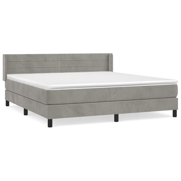vidaXL Box spring postel s matrac&iacute; světle &scaron;ed&aacute; 160x200 cm samet