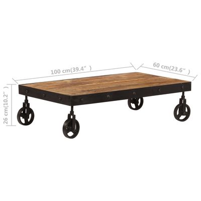 vidaXL Konferenční stolek s kolečky 110 x 60 x 26 cm masivní mangovník