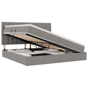 vidaXL Postel s &uacute;ložn&yacute;m prostorem a matrac&iacute; s čelo Taupe 200 x 200 cm